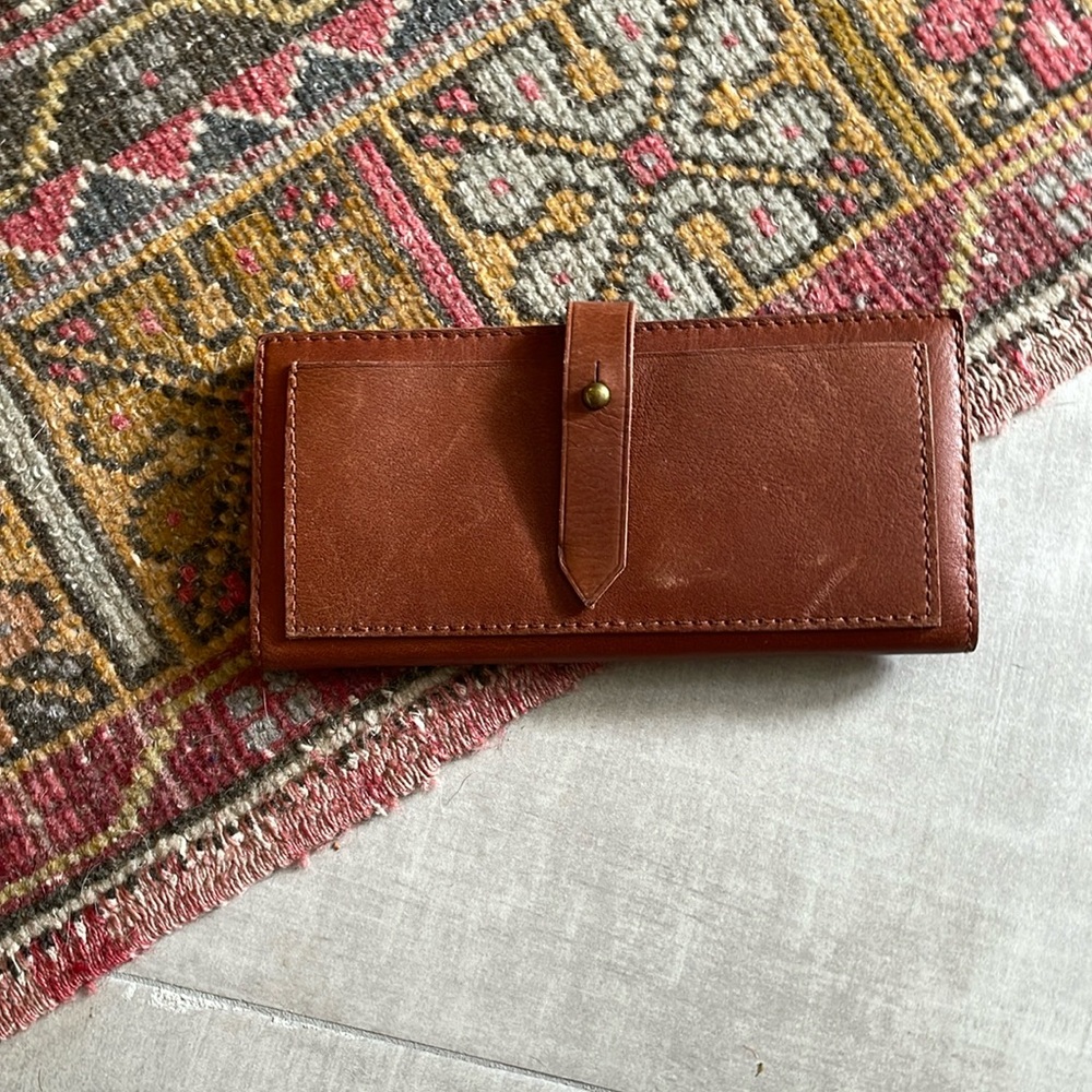 Madewell $78 Womens Leather Post Wallet J8797 English Saddle